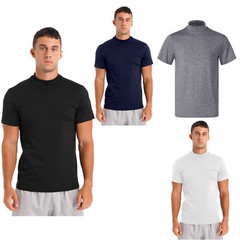 US Men’s Basic Turtleneck Tee Shirt Short Sleeve Tops Casual Pullover Undershirt