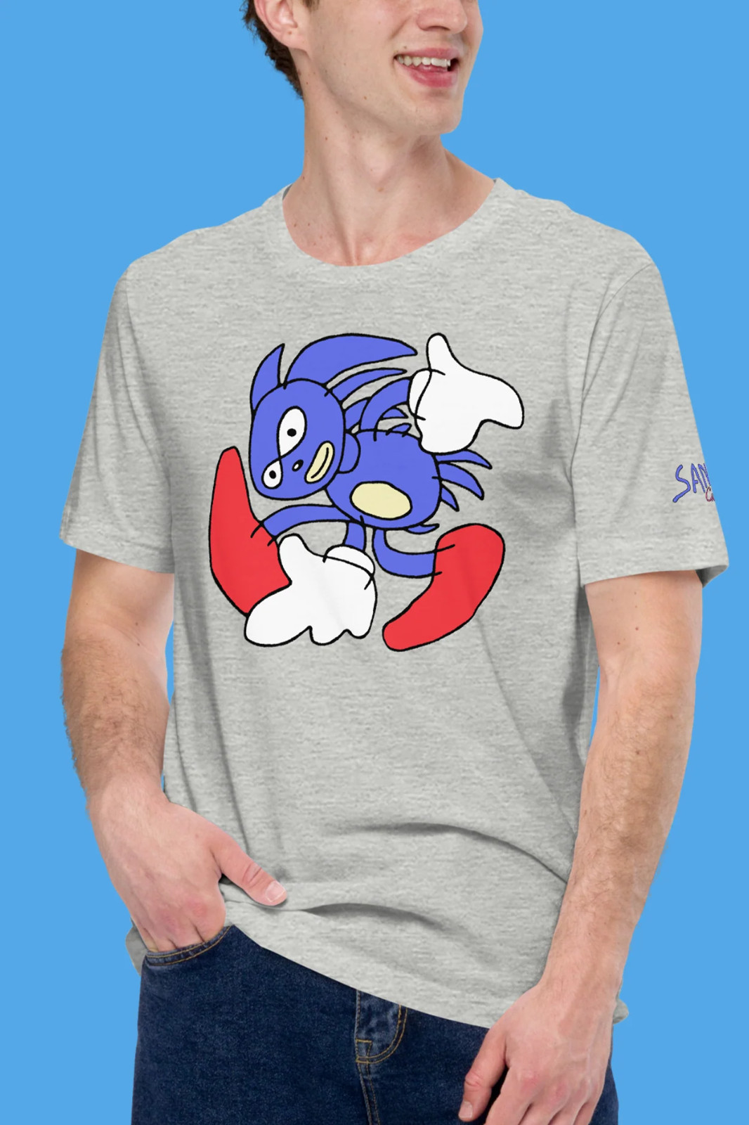 Sonic the Hedgehog Sanic Adventure Tee Shirt – Sport Gray