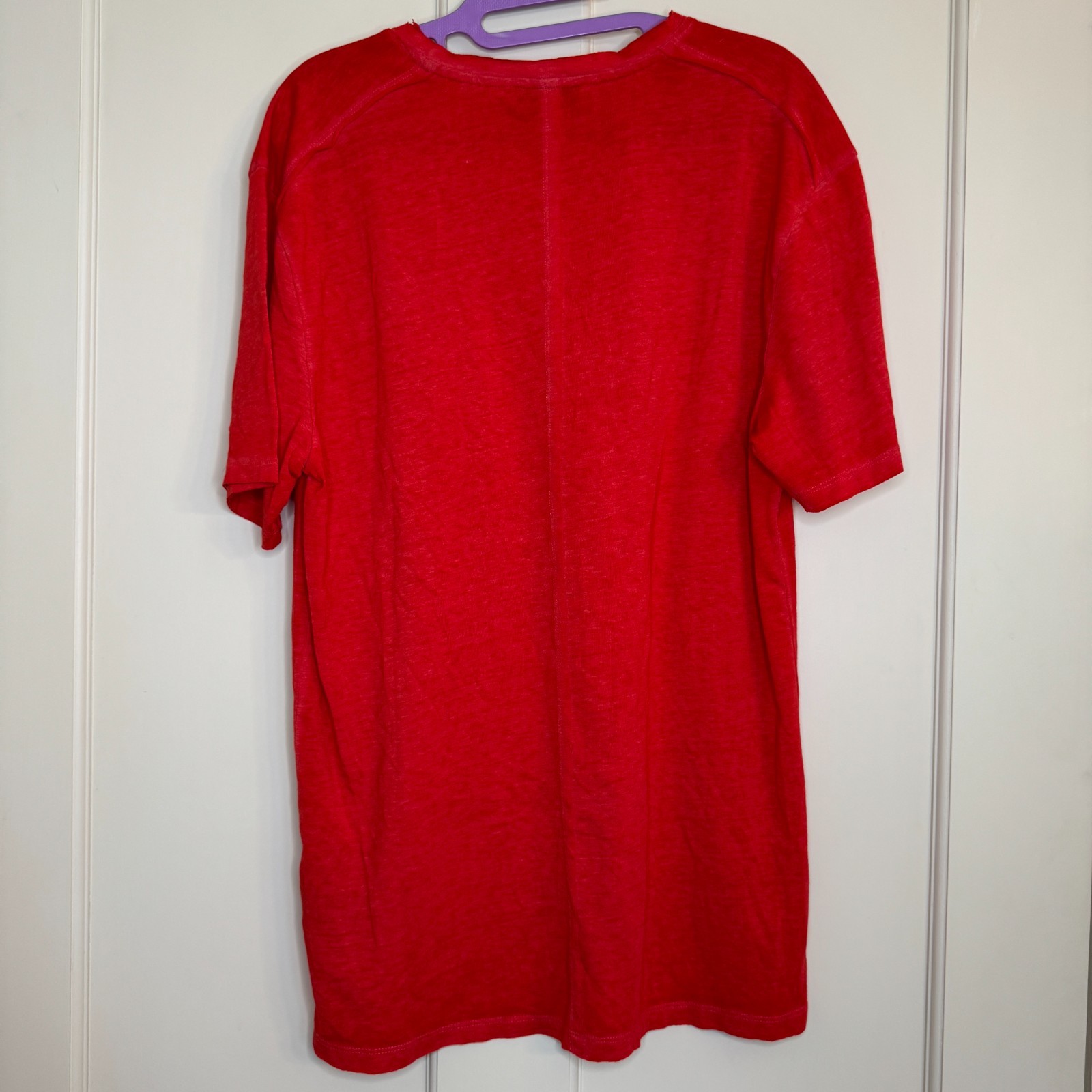ELEVENPARIS Semi Sheer Raw Neckline and Hem Red Crewneck Tee Men’s Medium gallery