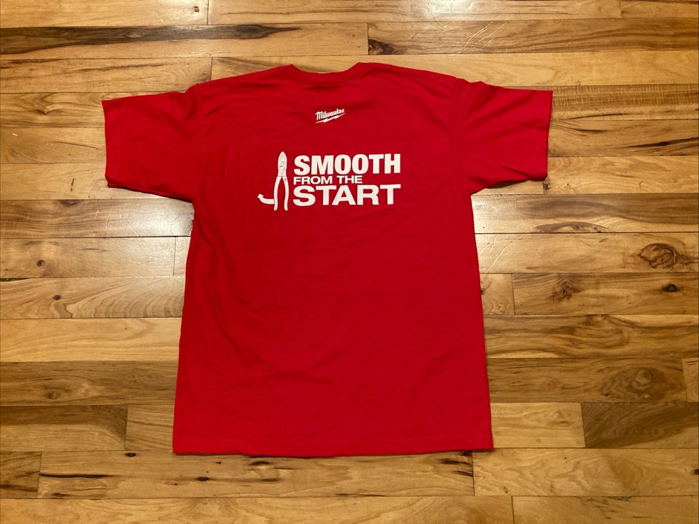 Milwaukee Tools “Smooth From The Start” Red Short Sleeve Work T-Shirt Mens Large