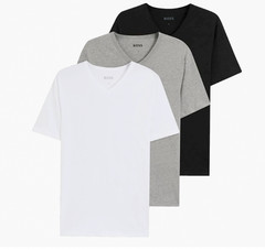HUGO BOSS 3 Pack Men’s T-Shirts Regular Fit White – Grey – Black Size S, NEW