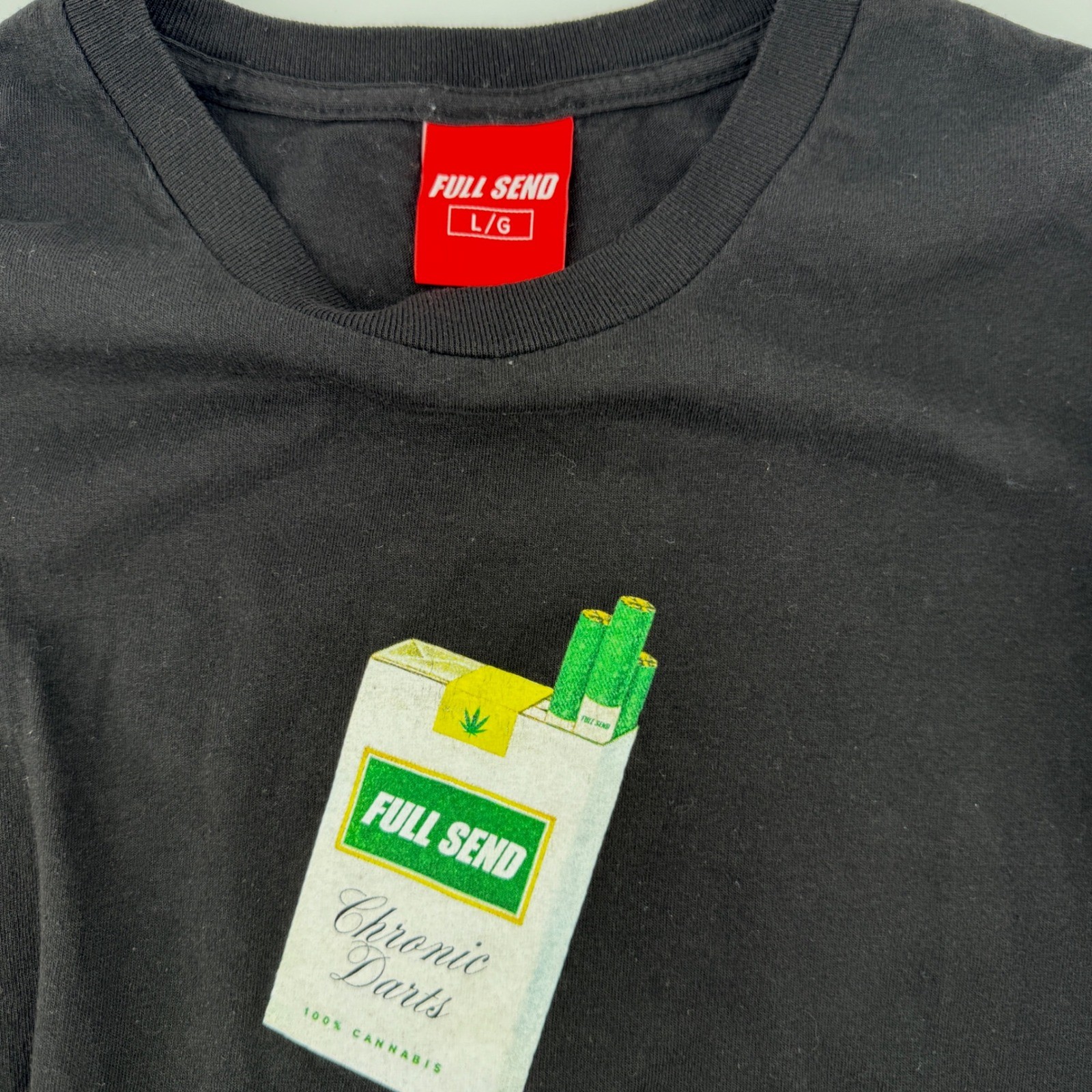 Full Send Chronic Darts T Shirt Mens Large Black Nelk Boys Cannabis Graphic Tee gallery