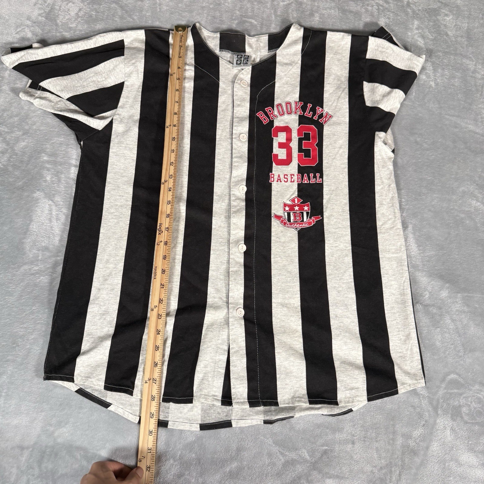 Vintage Brookyln Baseball Jersey Shirt Mens L Cotton Striped Made In USA 90s gallery