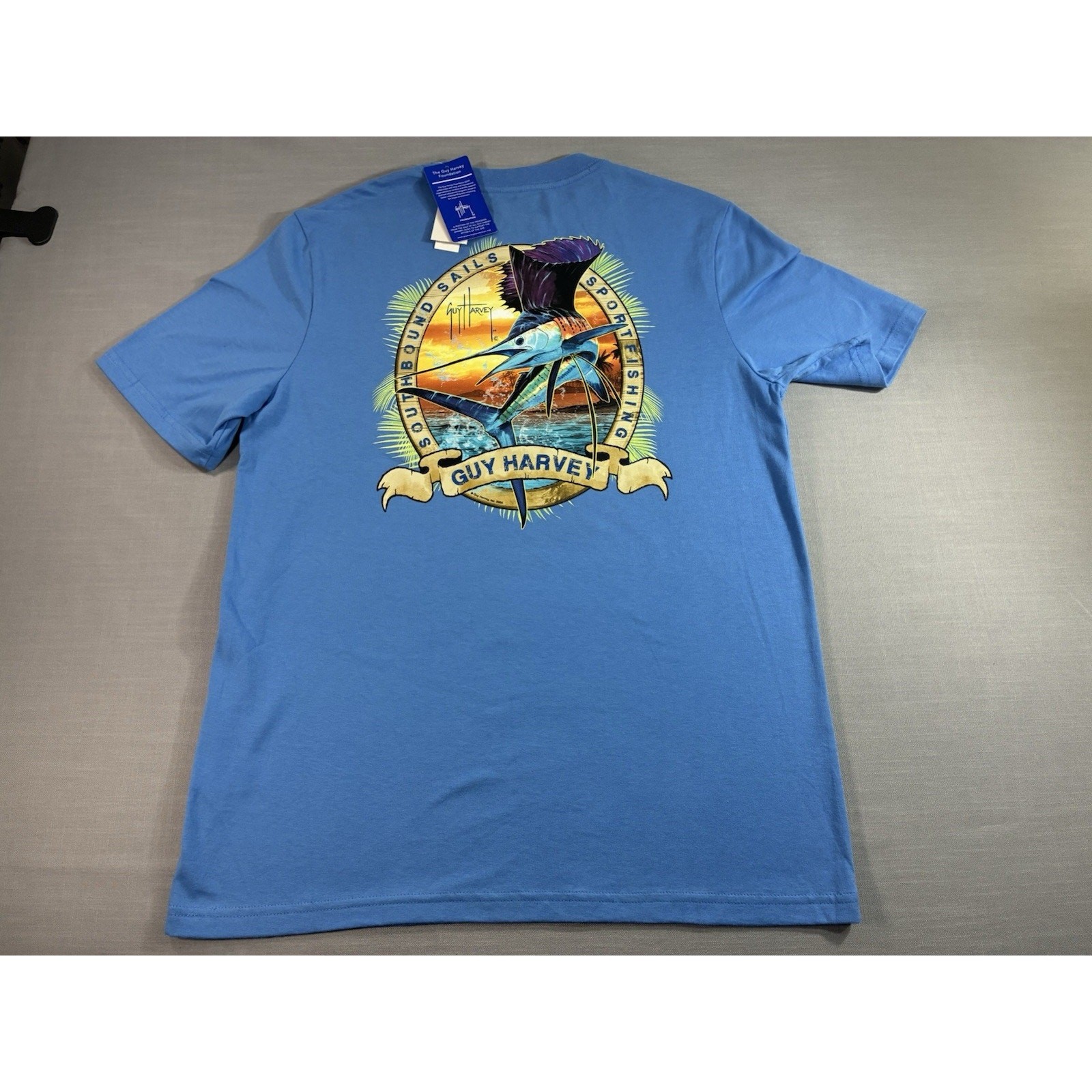 Guy Harvey Graphic Tee Men’s M Blue Marlin Fish Shirt Coastal Surf Fishing NWT gallery