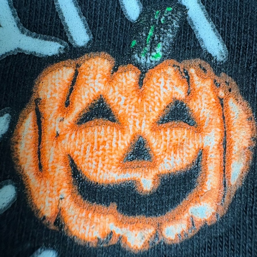 Vintage 90s Halloween Black BOO Ghost Shirt L Glow Spider Web Long Sleeve Hanes gallery