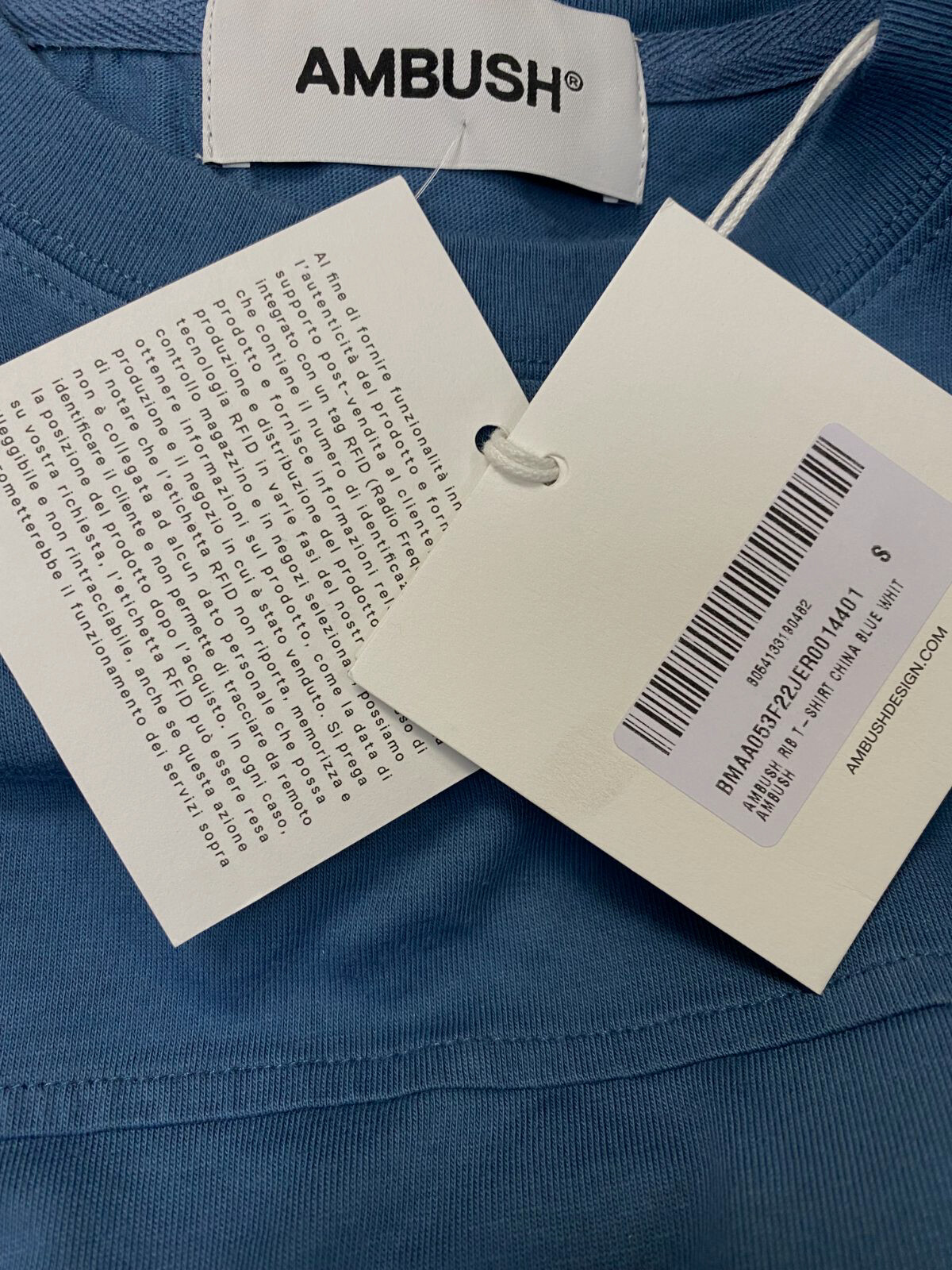 $313 Ambush Men's Blue Cotton Short-Sleeve Crew-Neck T-Shirt Size S gallery