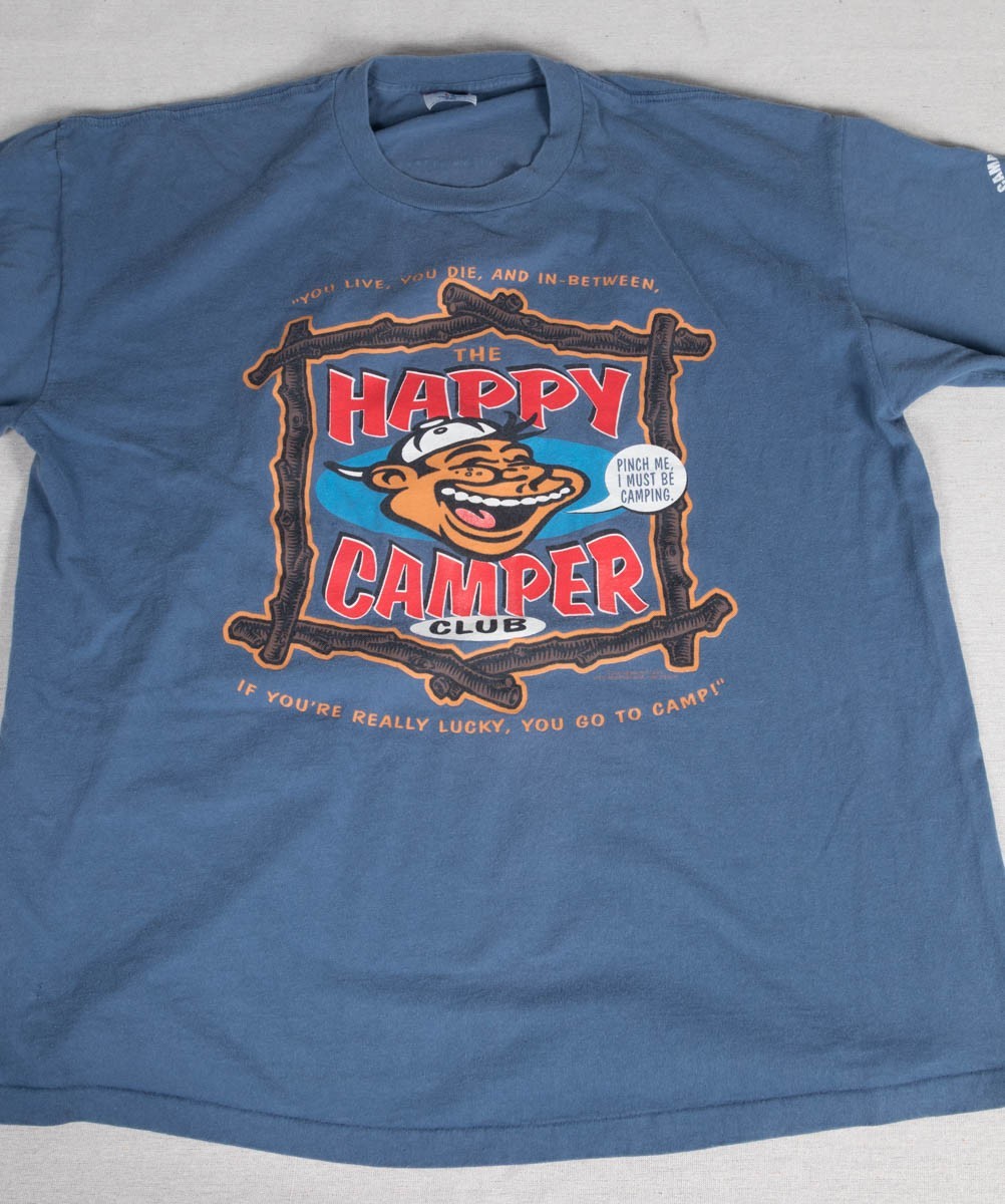 90's 1996 - Vintage SofTee Tshirt XXL Happy Camper Club - camping - Adventure gallery