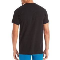6 Pack Mens 75% Cotton,Moisture-Wicking Crew Tee Undershirts,3XL Black/Grey/Blue