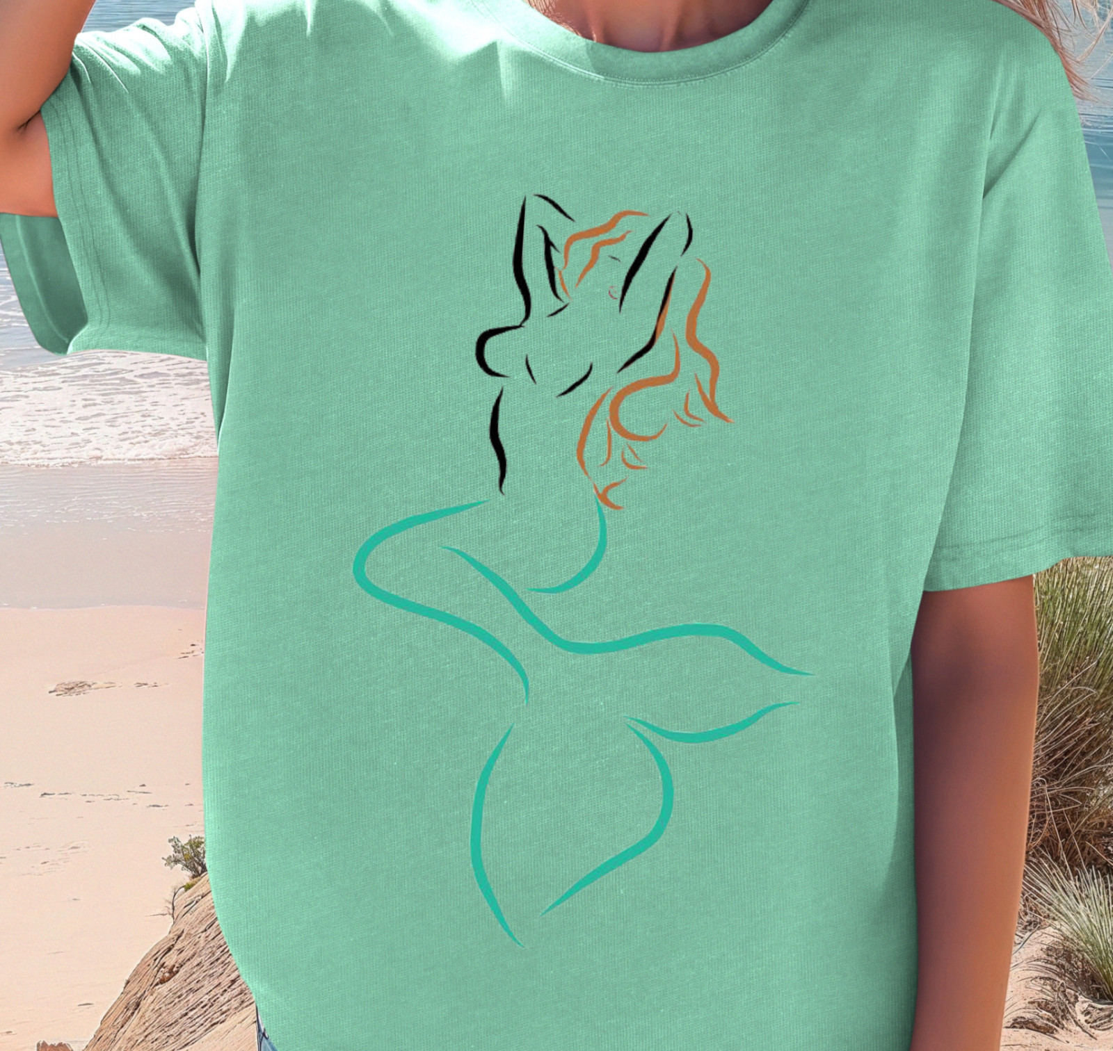 Minimal Line Mermaid T-shirt | Summer Fashion Tee, Ocean Lovers, Gift for Her gallery