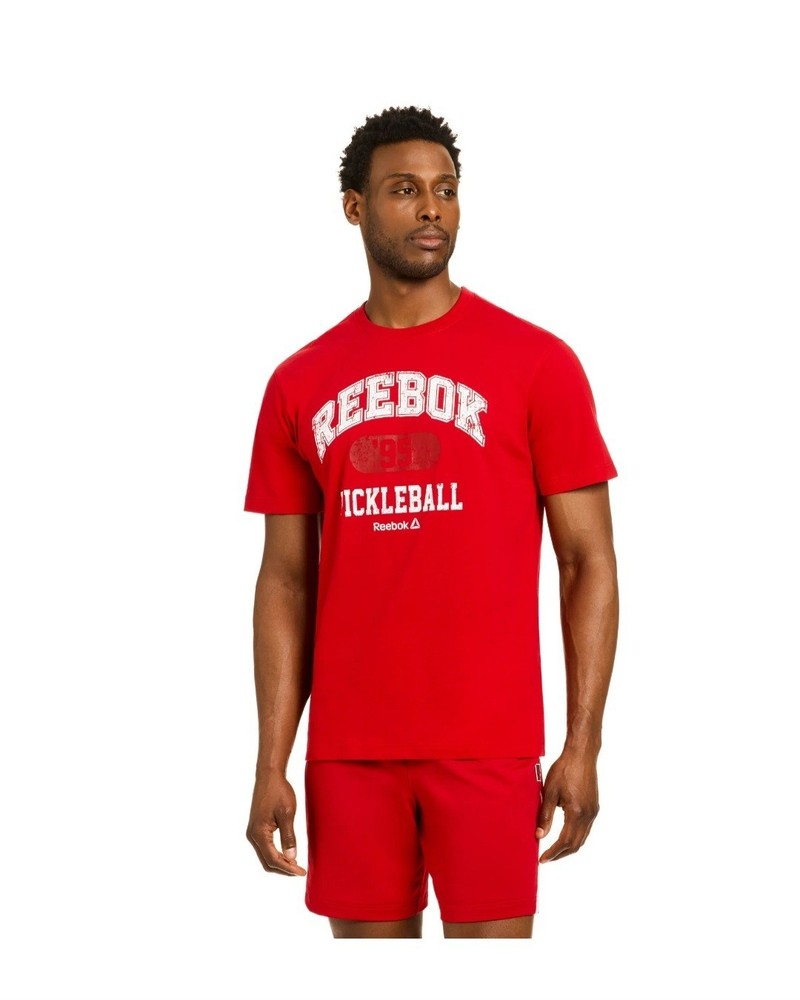 Reebok Mens Pickleball Cotton Jersey Tee Shirt- Red- 3XL -Brand New