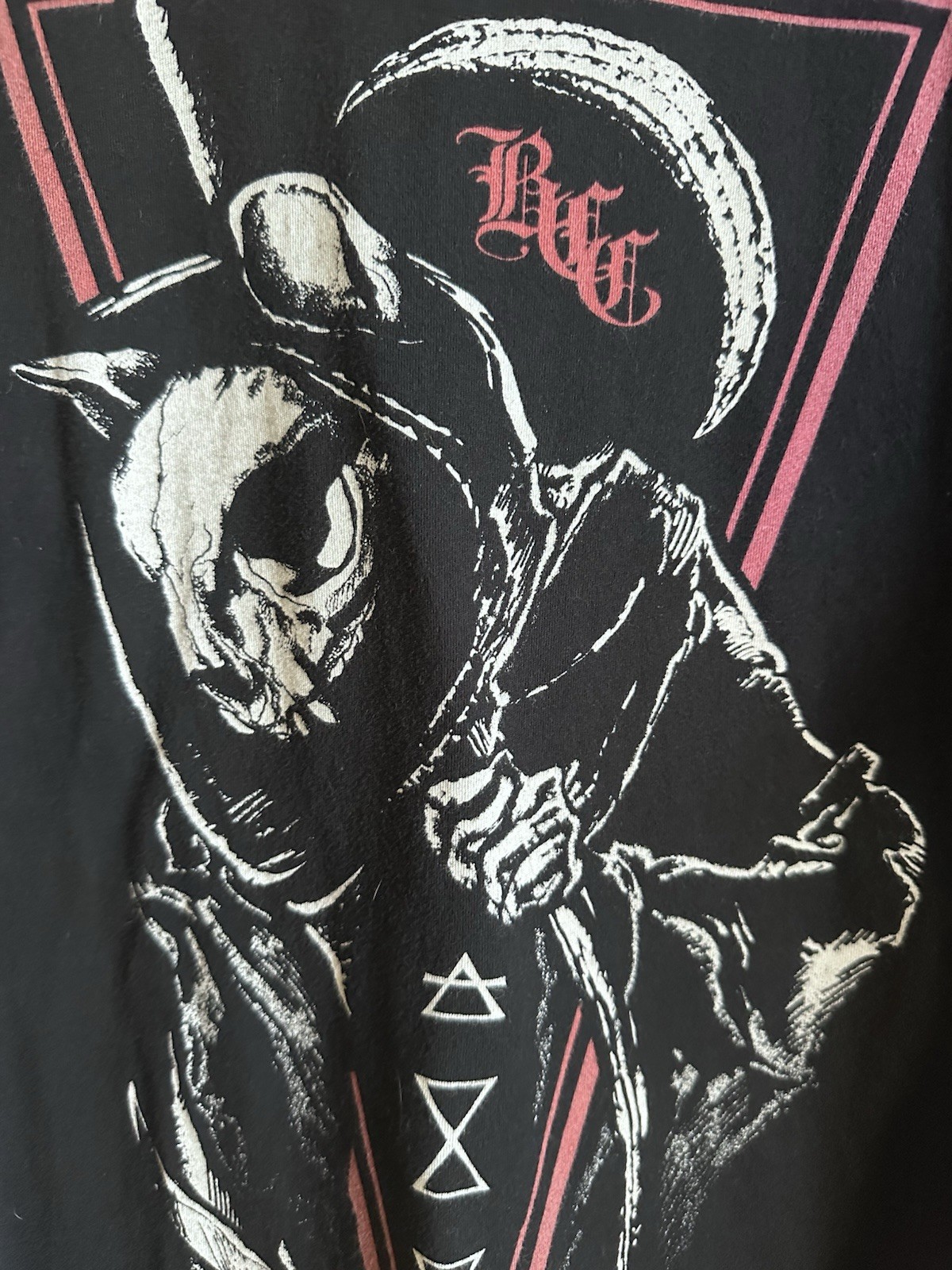 BlackCraft Cult Cat Skull Reaper with Scythe Black T-Shirt Size XL gallery