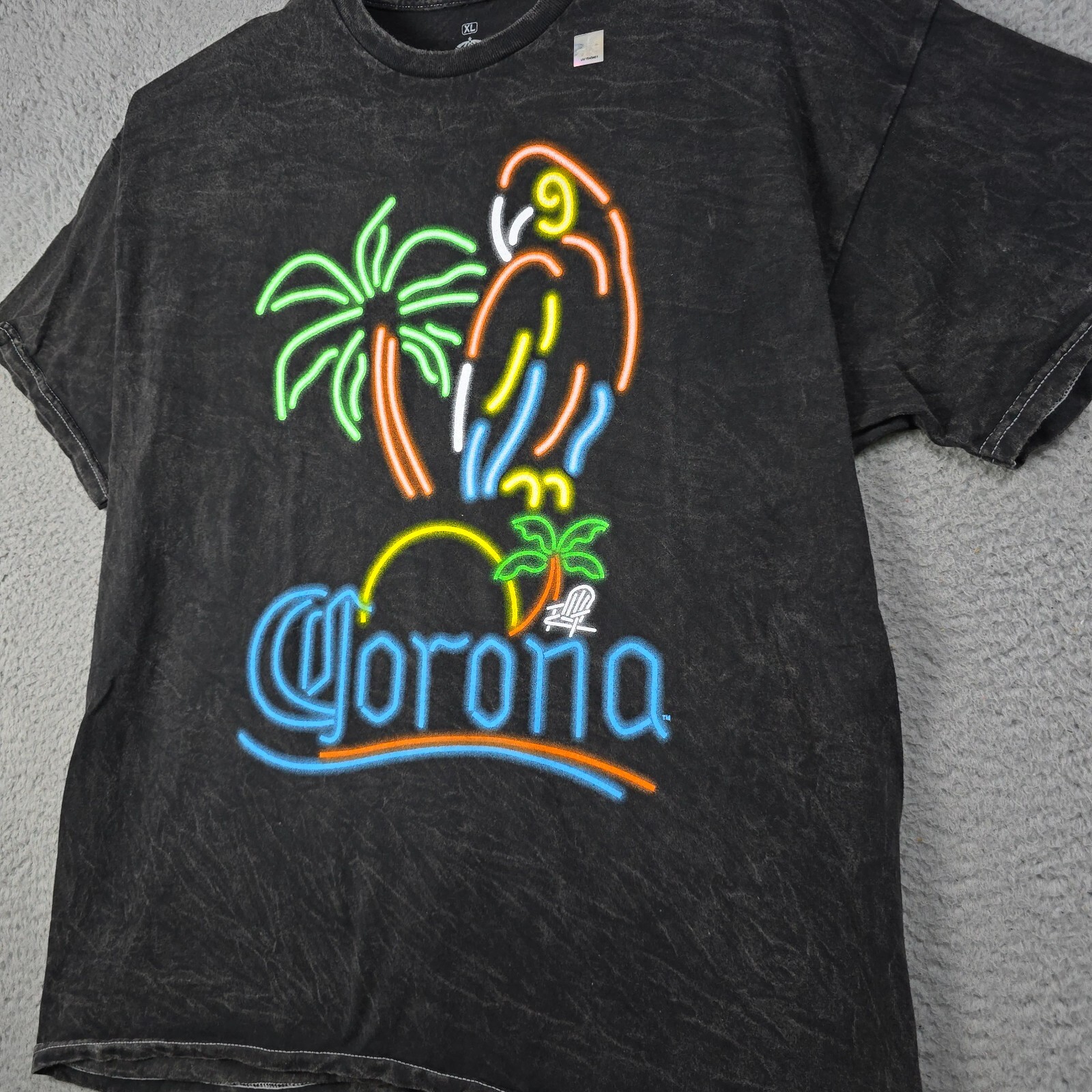 Corona BEER NEON SHIRT MENS Extra Large XL BLACK Tie Dye Parrot CERVEZA NWOT gallery