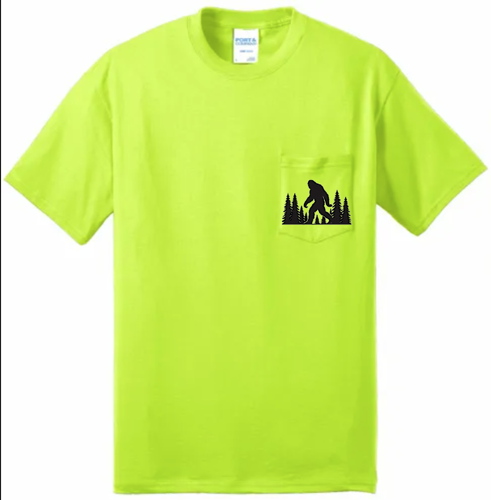 Pocket T-shirt – High Visibility Work Shirts Sasquatch Bigfoot Funny Shirts Mens