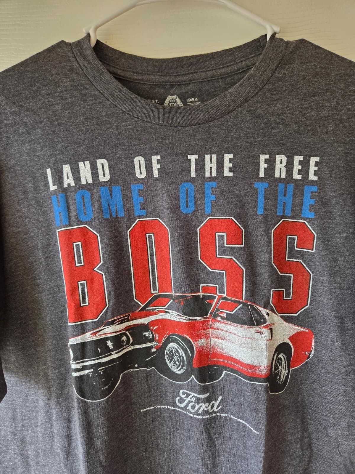 Ford Men's Tshirt 'Land Of The Free Home Of The Boss L NWT Classic Cars American gallery