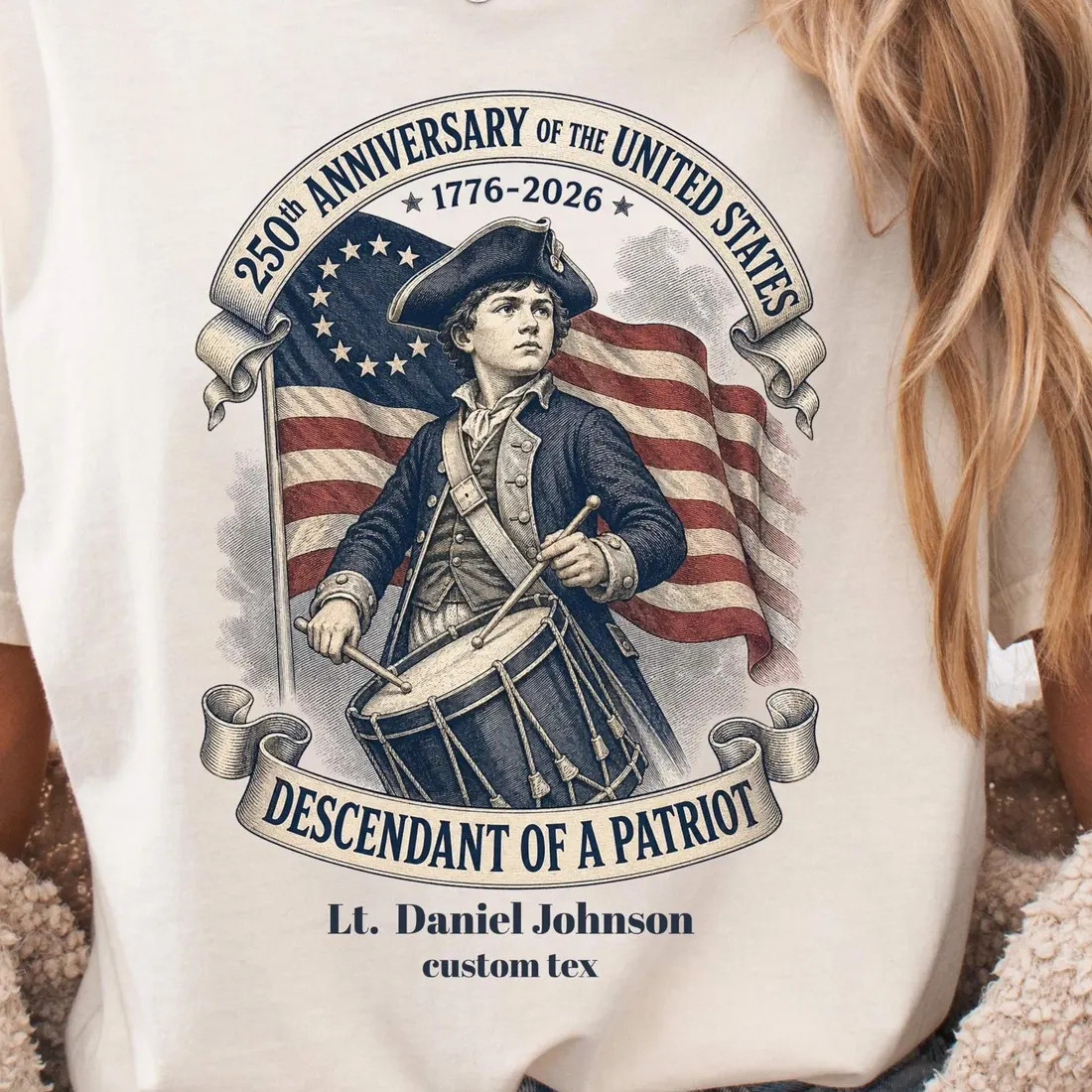 Custom Descendant of a patriot T-Shirt, 250th Anniversary USA Heritage gallery