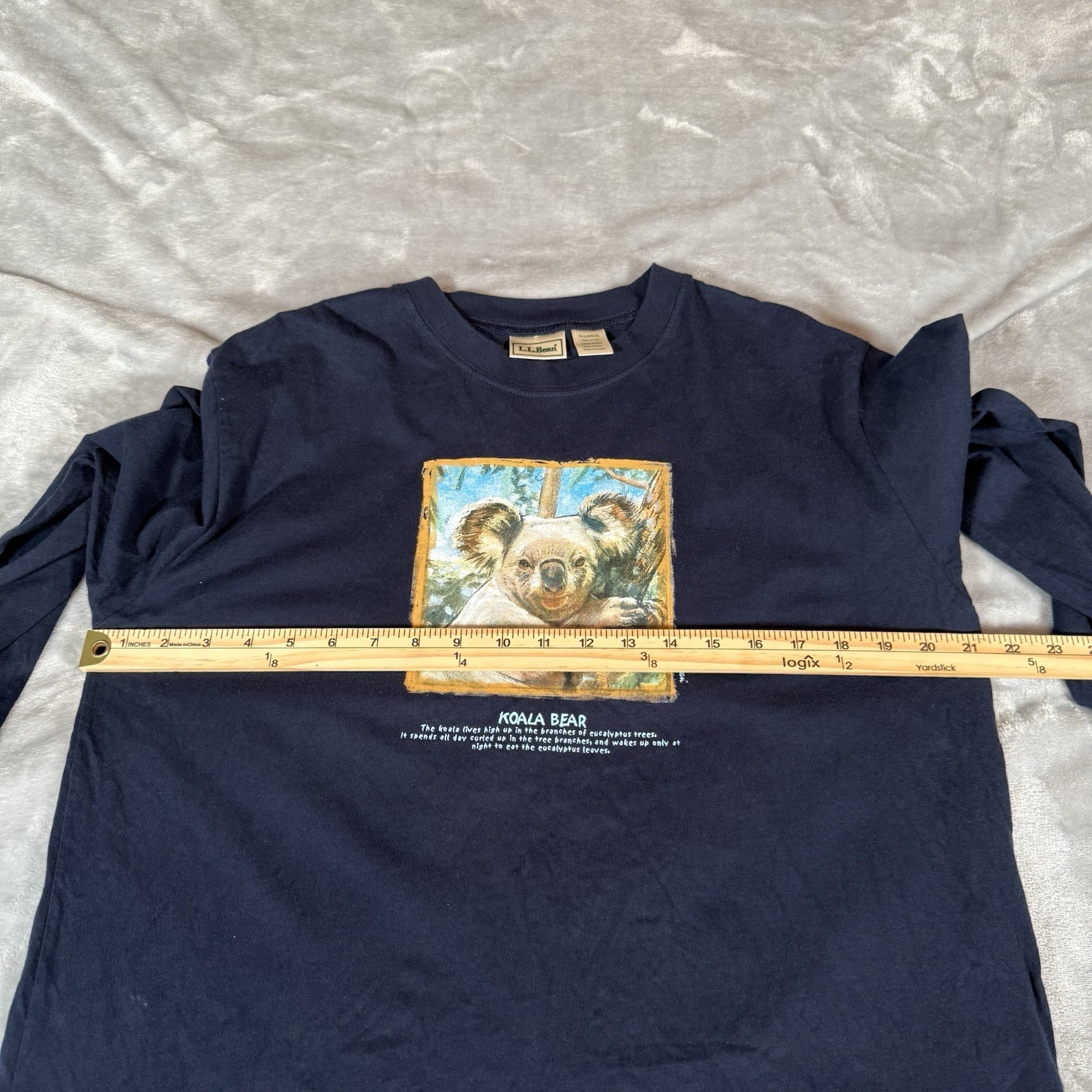 Vintage LL Bean Koala Bear T Shirt Kids XL (Fits Mens Slim L) Navy Blue Y2K gallery