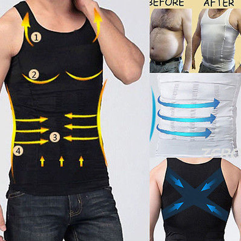 US Men Slimming Body Shaper Shirt Full Waist trainer Shapewear Corsets Gym Vest gallery