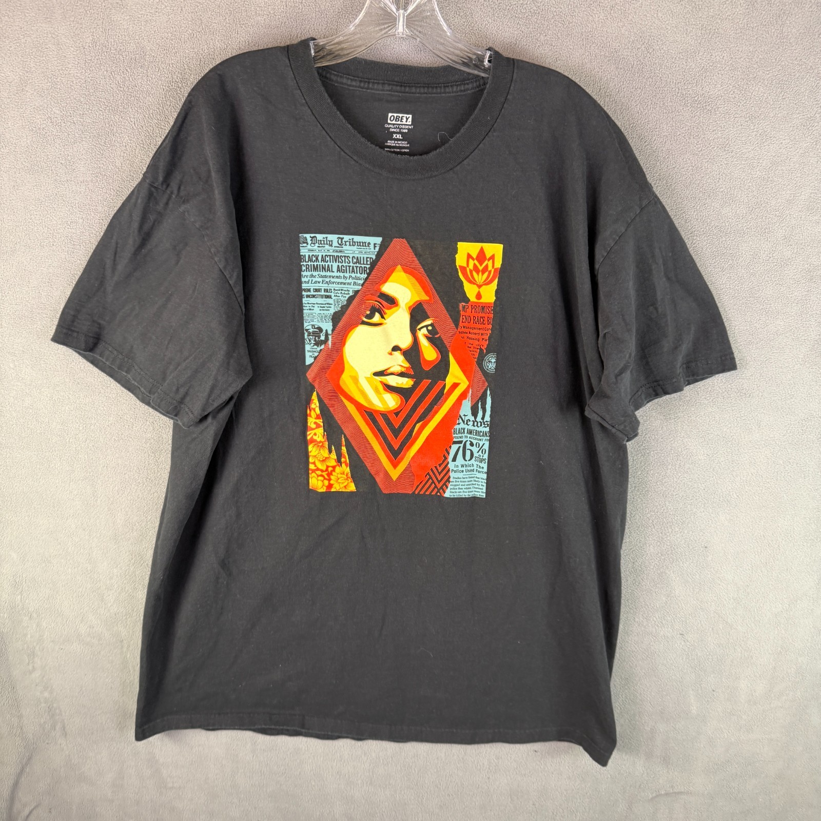 Obey T Shirt 2XL Black Streetwear Graphic T Punk Skate Awareness Bias By Numbers