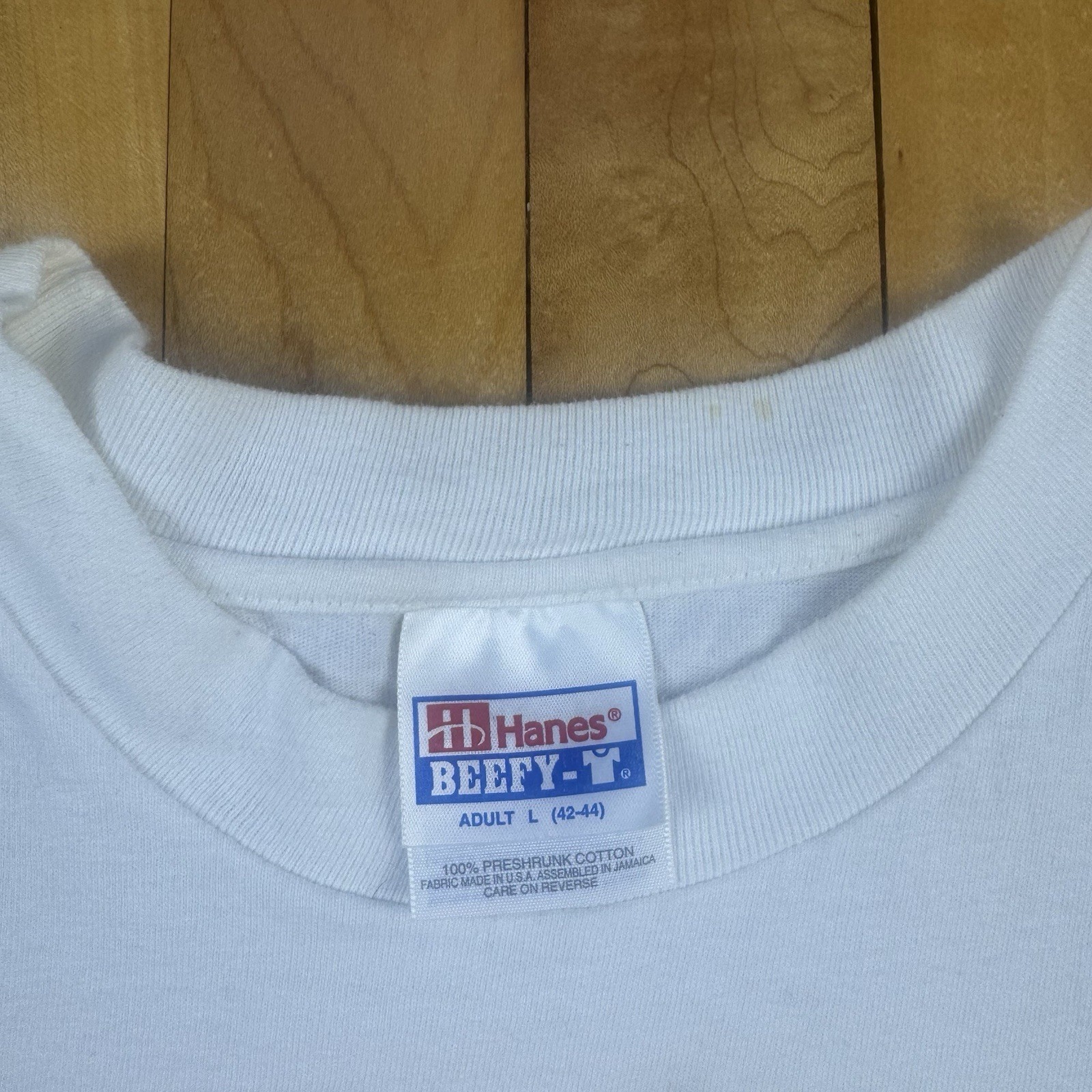 Vintage Hanes Beefy T Grey Wolf Puppies Wildlife Graphic T Shirt White Adult L gallery