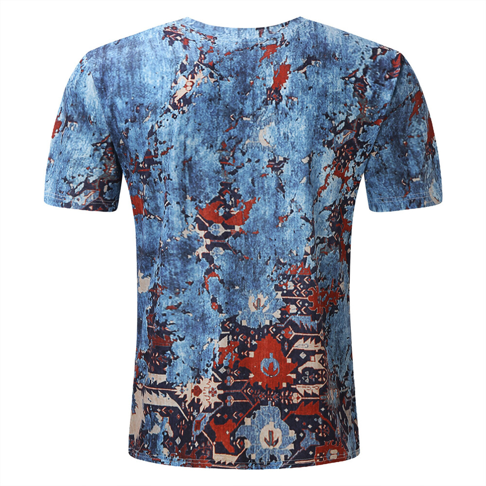 T-Shirt Mens Vintage Printed Short Sleeve Blouse Summer Casual Fitness Tops Tee gallery