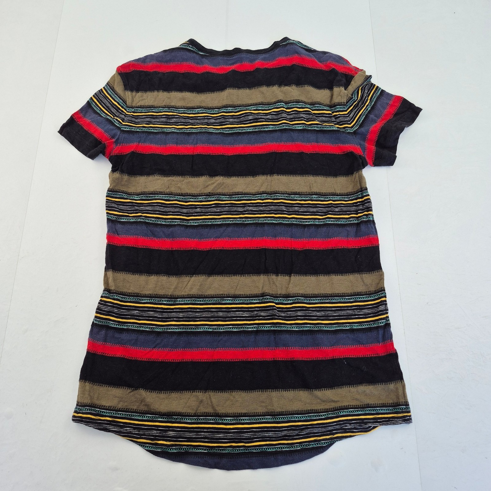 AMERICAN EAGLE T-Shirt Small Multicoloured Men's 100% Cotton Striped Longline gallery