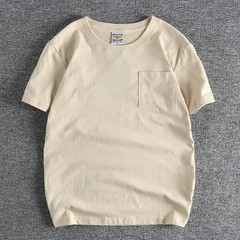 Simple Design Cotton Pocket Washed T-Shirt for MenBasic Style with Pure Color