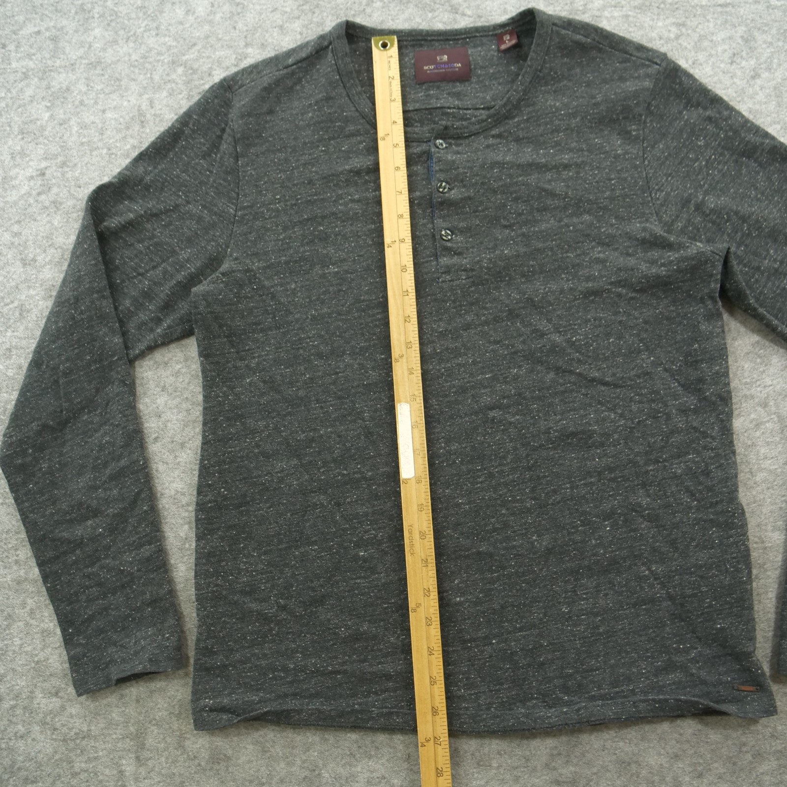 Scotch & Soda Sweatshirt Mens Large Gray Henley Button Logo Long Sleeve gallery