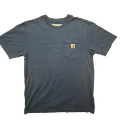 Carhartt Shirt Mens Medium Blue Heather Pocket Workwear Logo Crewneck Tee