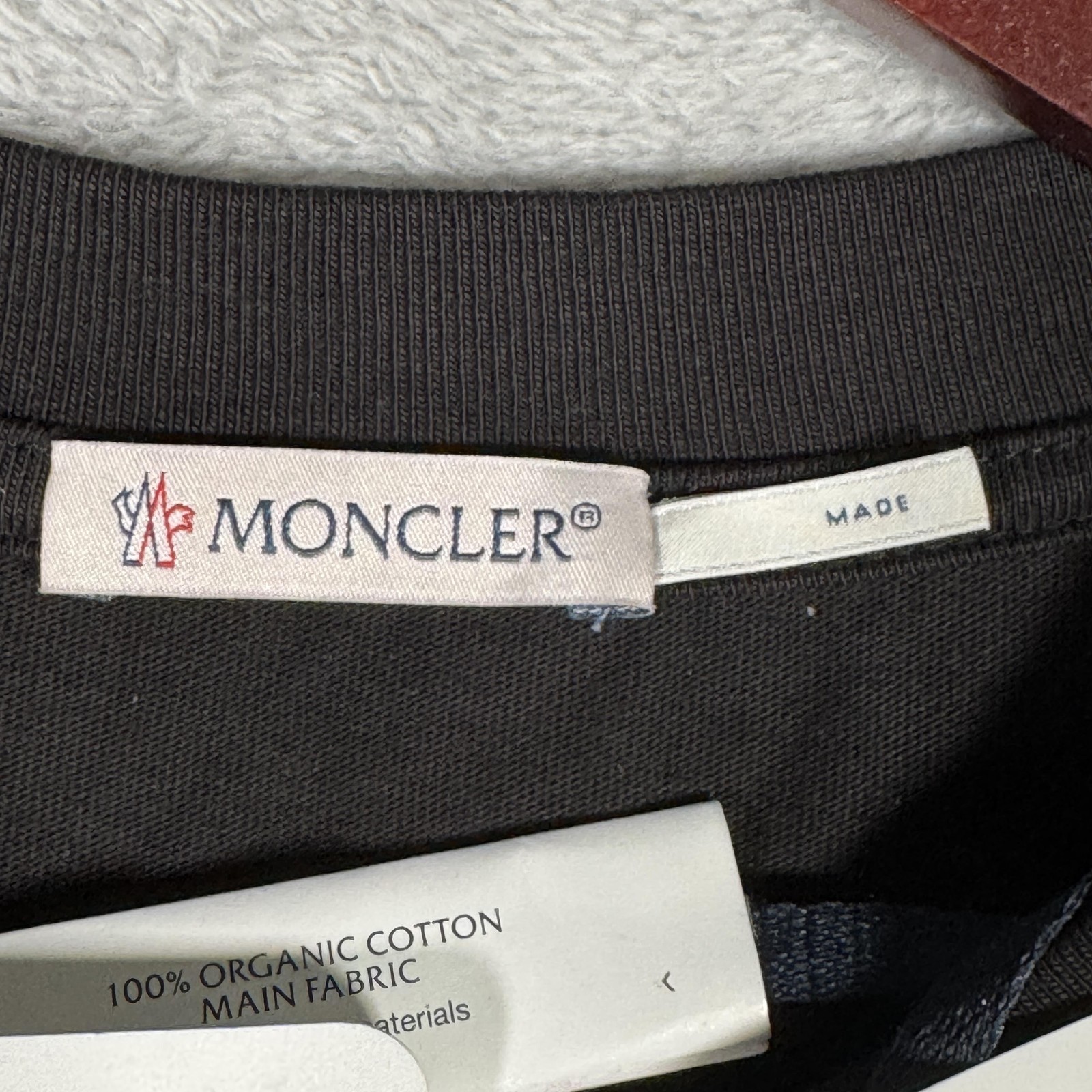 Moncler Shirt Mens Small Black M Logo Patch Organic Cotton Crewneck Tee gallery