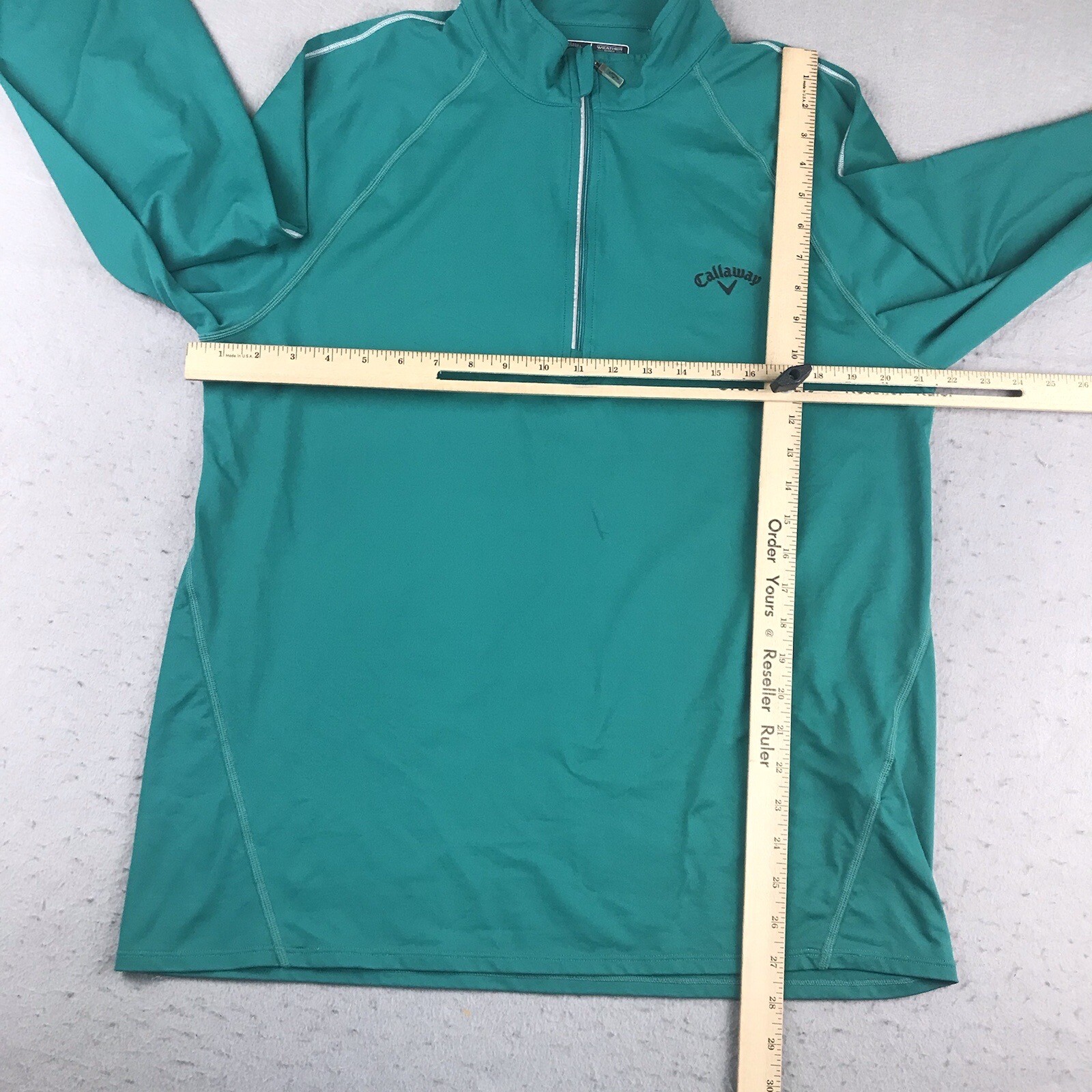 Callaway Shirt Mens Medium Green Performance Weather Series Long Sleeves 1/4 Zip gallery