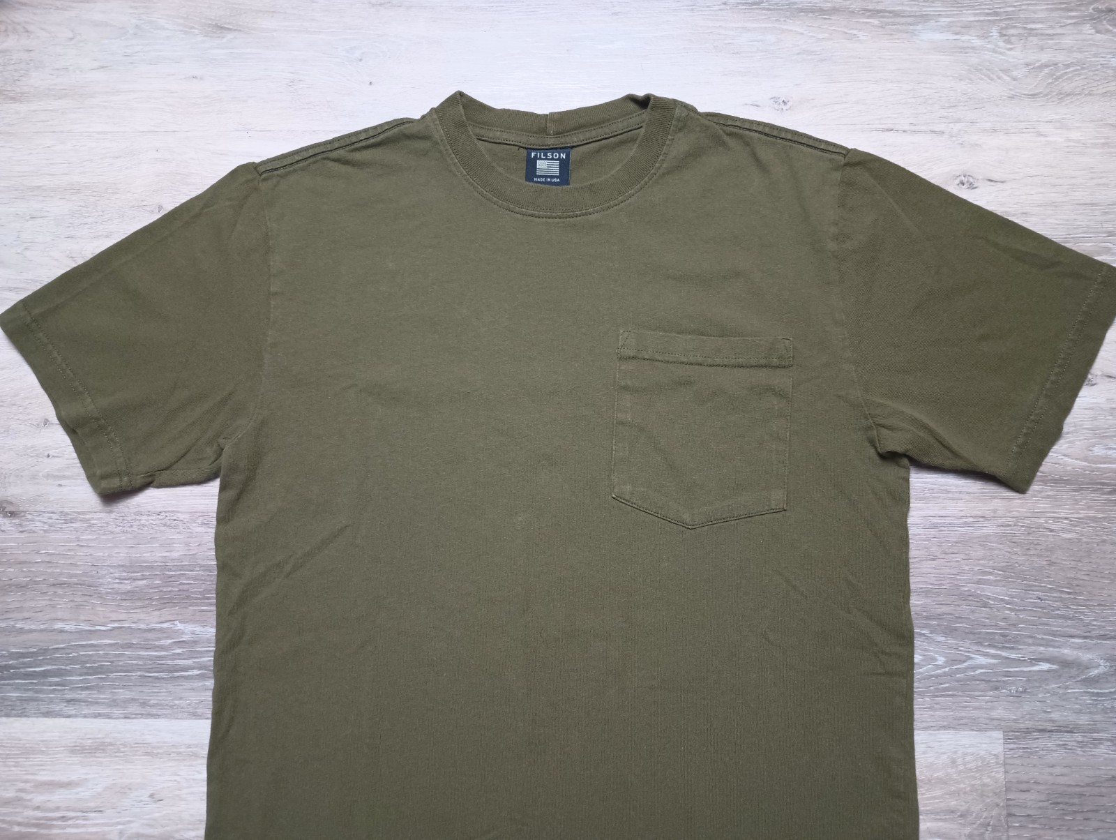 Filson Solid Pocket Tee T-Shirt Olive Men’s Size Small Made In USA outdoors EUC gallery