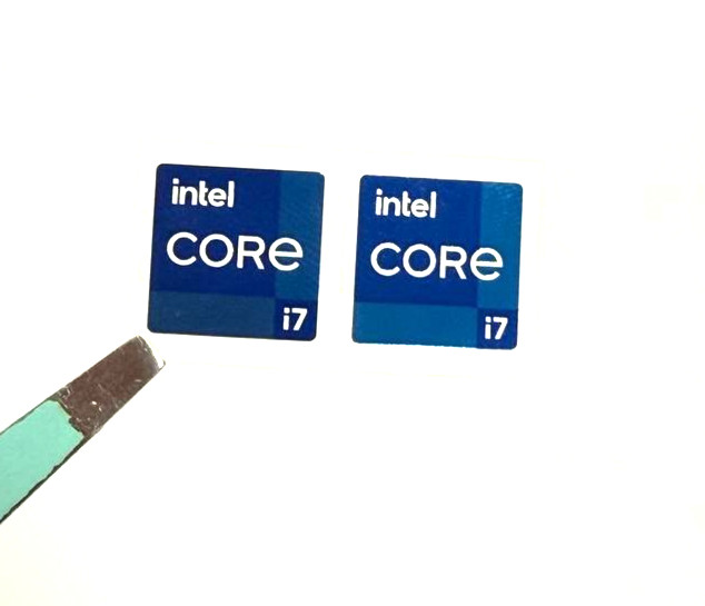 2x Intel Core i7 11 12 Gen Sticker Label  Decal 14mm x 14mm, Small Size