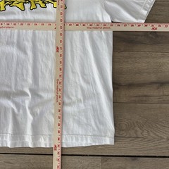 White N.E.R.D graphic tee with colorful cartoon print front and back