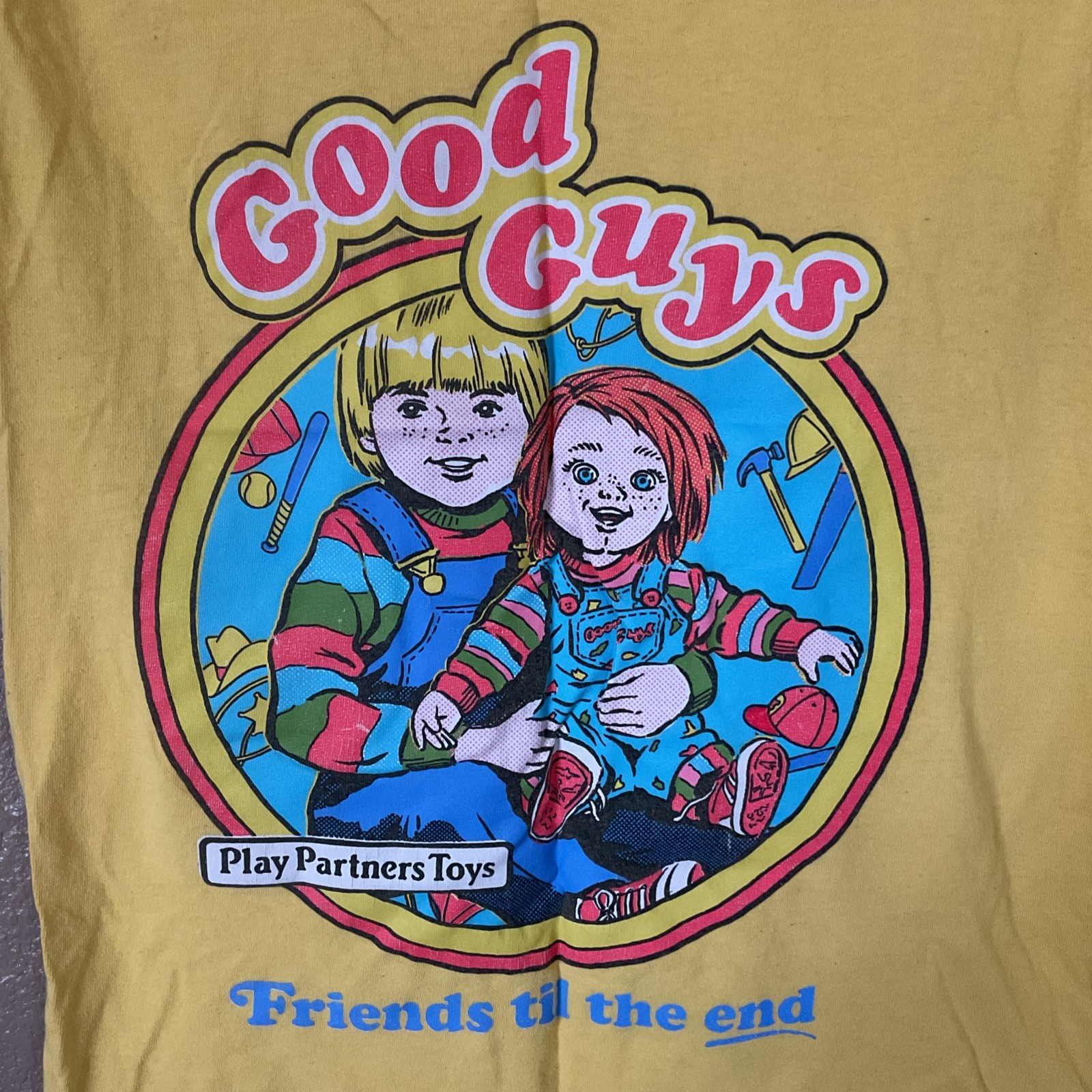 Child's Play Chucky Good Guys Yellow Men T-shirt Size S. Friends Til the End gallery