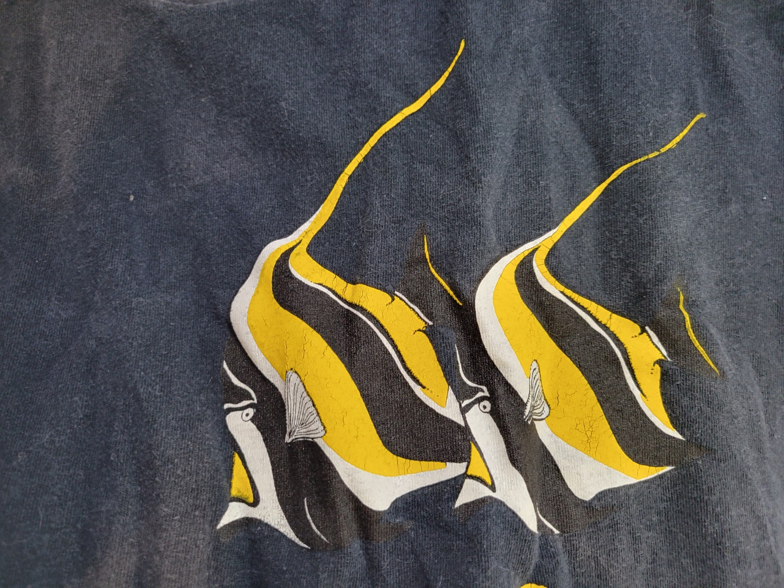 Vintage Fish Seashell Aquatic 80s/90s T-Shirt Single Stitch Angelfish Black Sz L gallery
