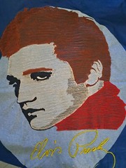 Embroidered Hand Printed Elvis Presley T Shirt Cotton Thailand Unique Rare Small