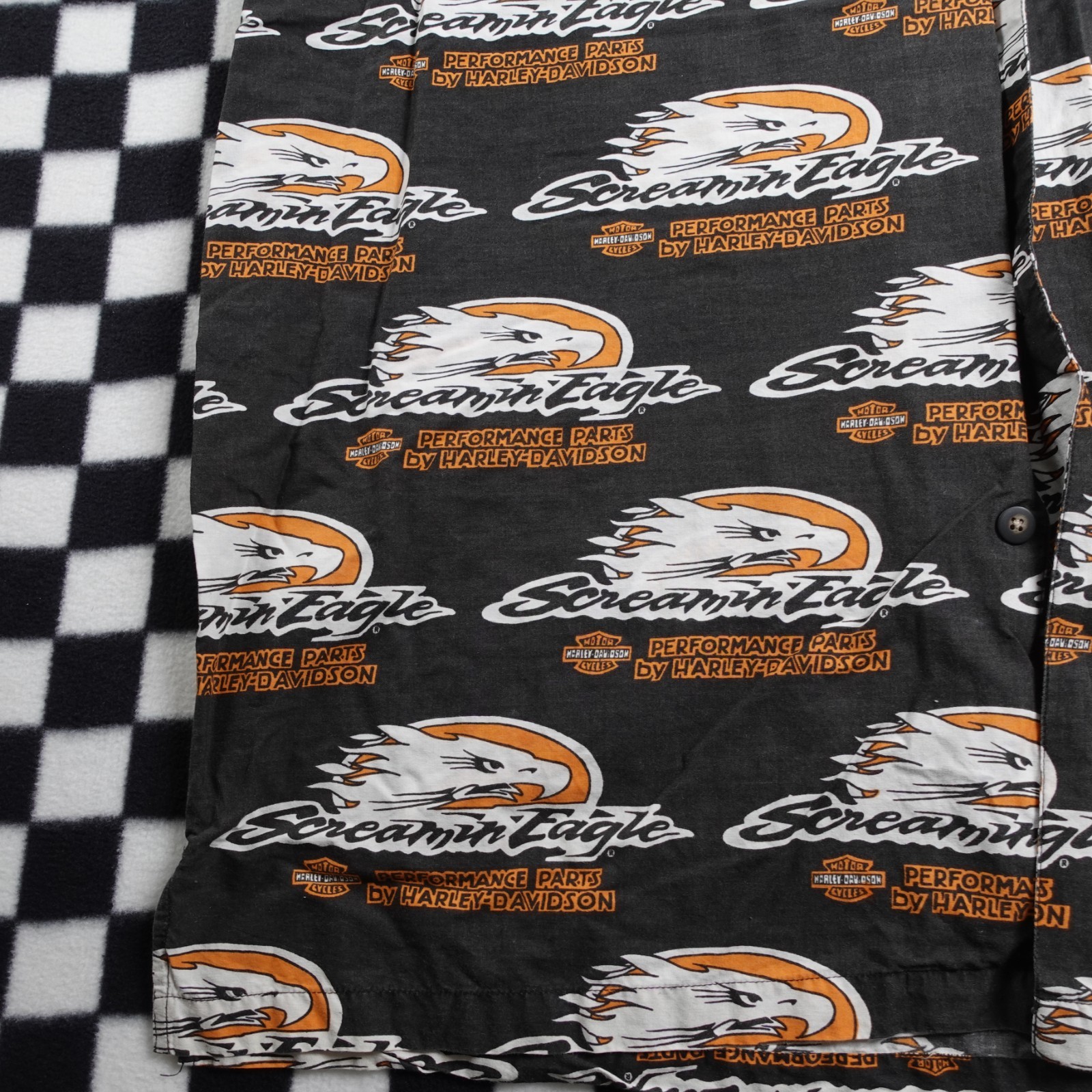 Vintage Harley Davison biker Hawaiian style all over print button up Shirt XXL gallery