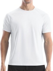 Men’s UPF 50+ Quick Dry Rash Guard Short Sleeve Swim Shirt for Surfing Fishing
