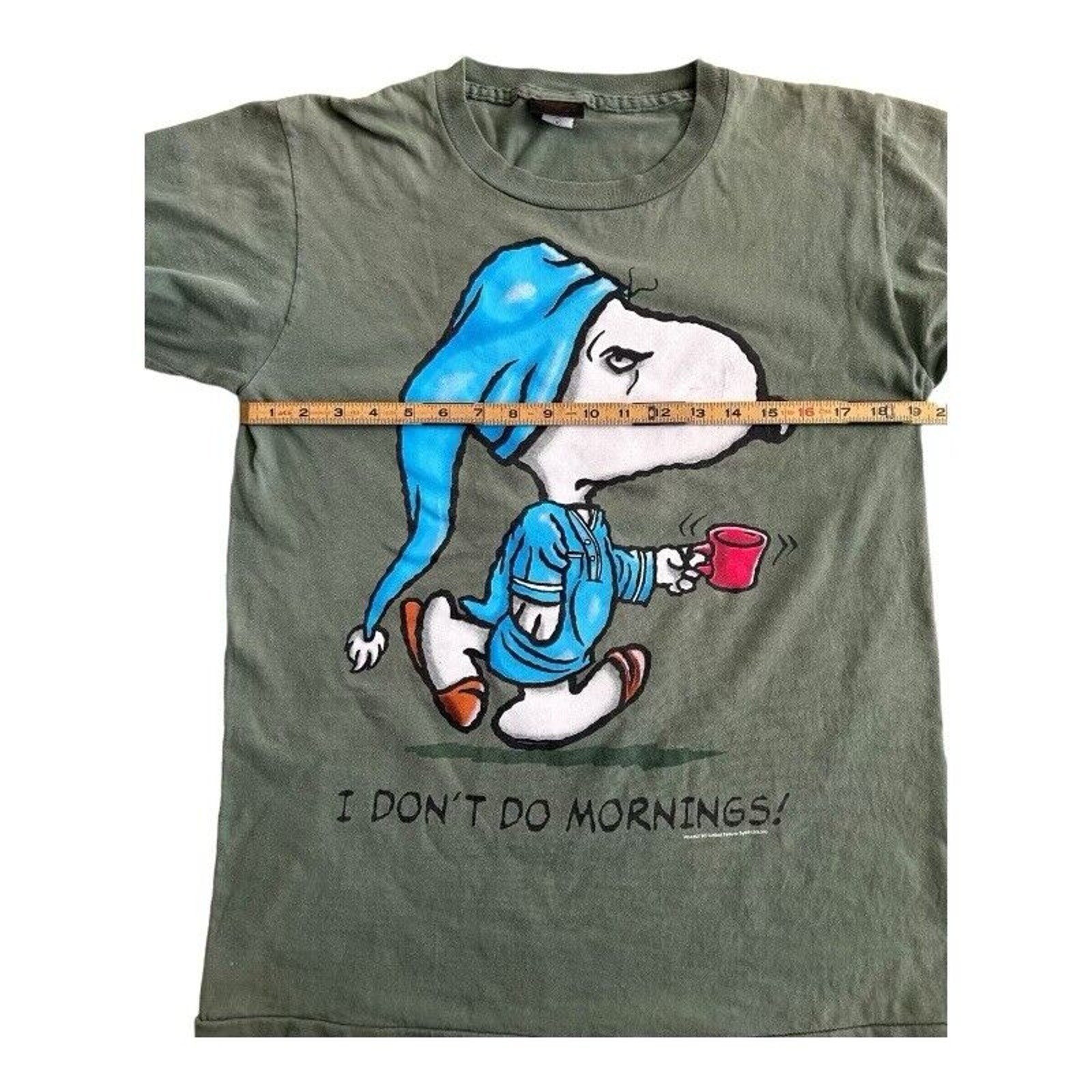 VTG Peanuts Snoopy I Don't Do Mornings Changes Med Single Stitch Bottom T Shirt gallery