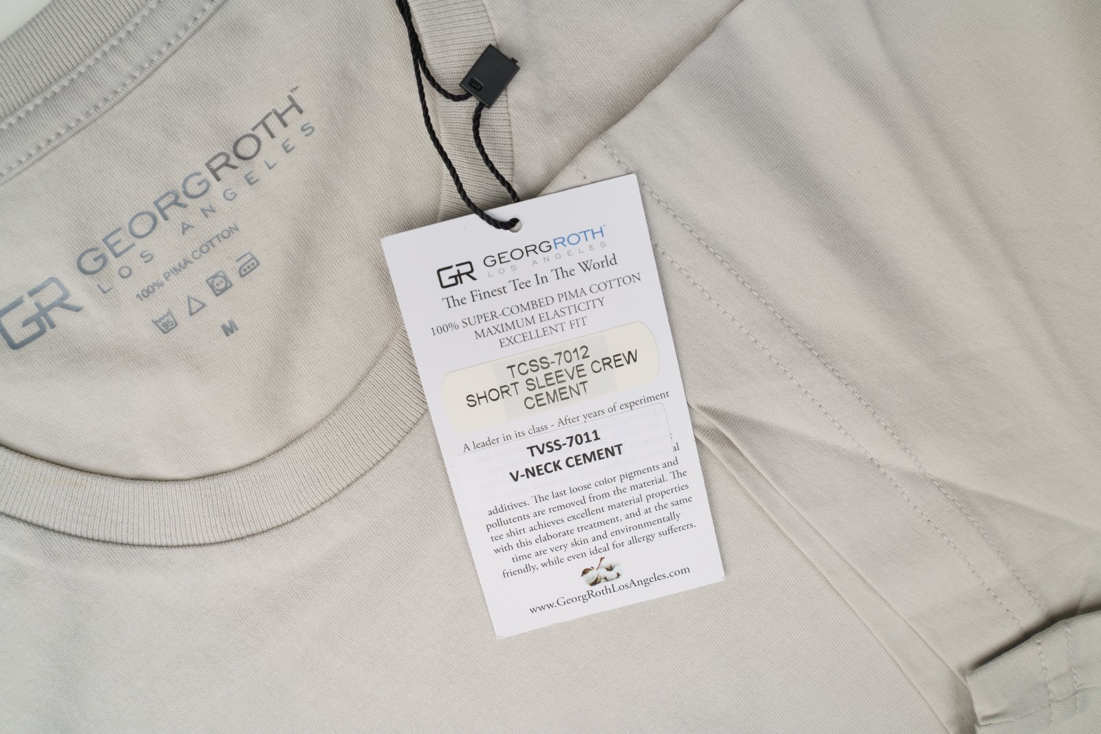 GEORGROTH GR Gray Plain T-Shirt Regular Fit Pima Stretch Lightweight Crewneck M gallery