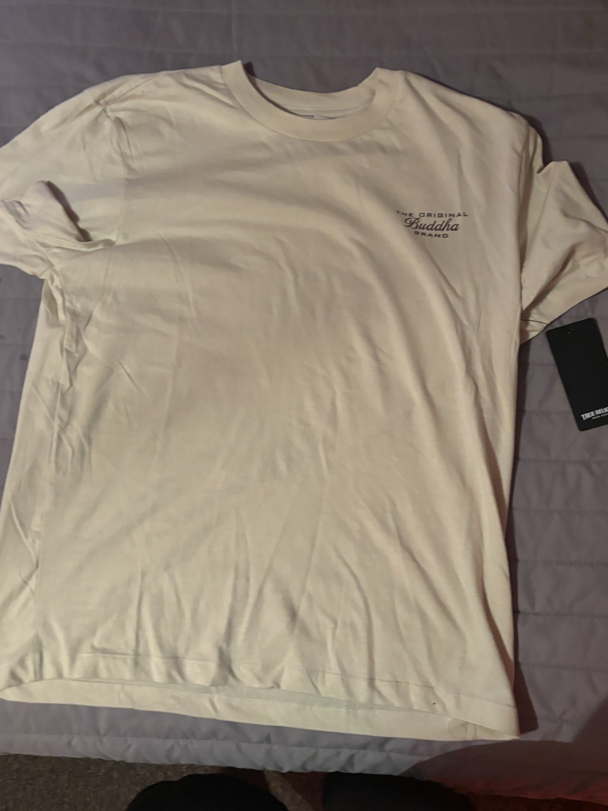 True Religion Men’s Beige Buddha Graphic Print Crew Neck Short Sleeve T-Shirt gallery