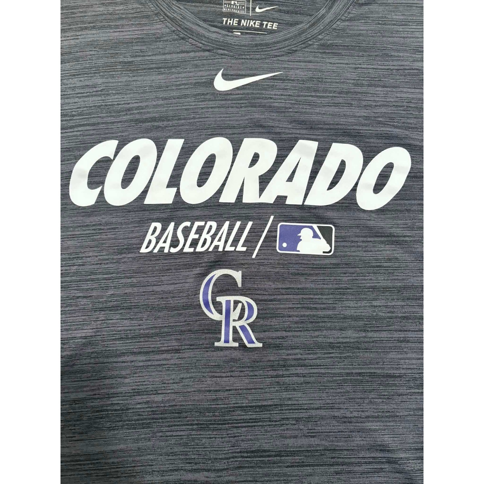 Nike Colorado Rockies MLB Baseball Dri-FIT Shirt Mens XL Gray Space Dye Heather gallery