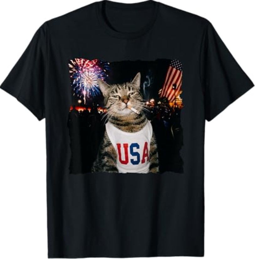 Patriotic Smoking cat T-Shirt