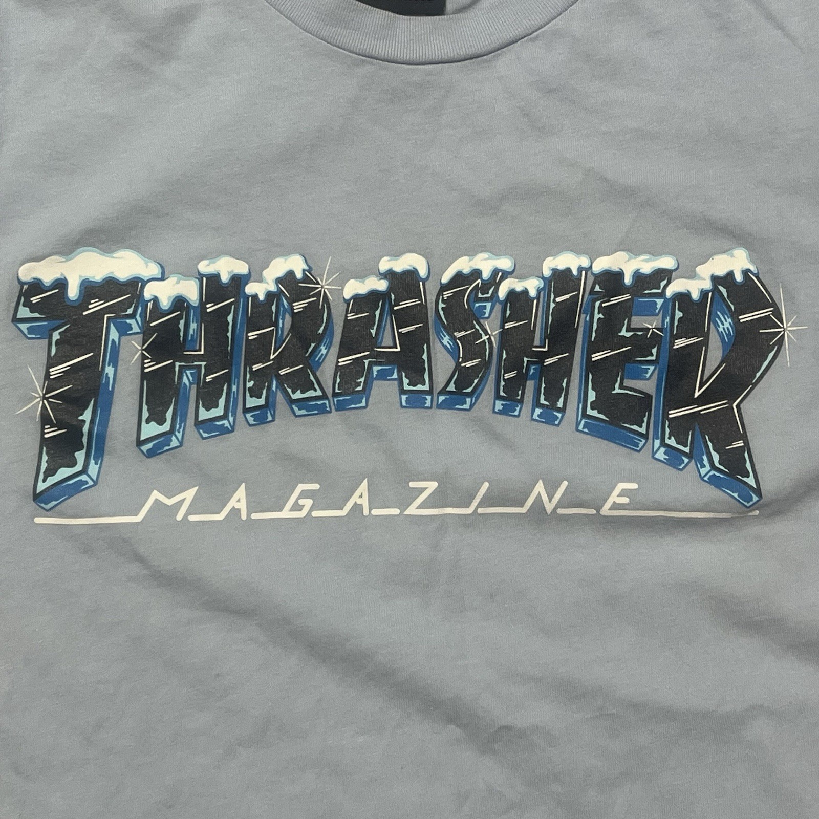 Thrasher Magazine Ice Design Lt Blue T Shirt Size Wm Small gallery