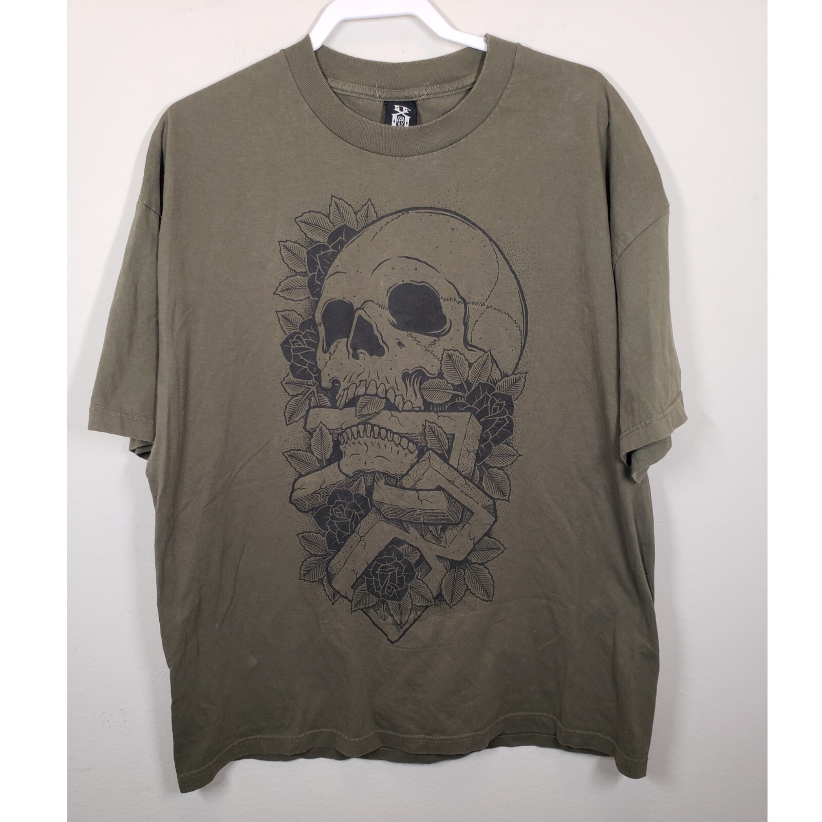 Rebel Eight Skull Floral Tee Shirt Men’s 2X