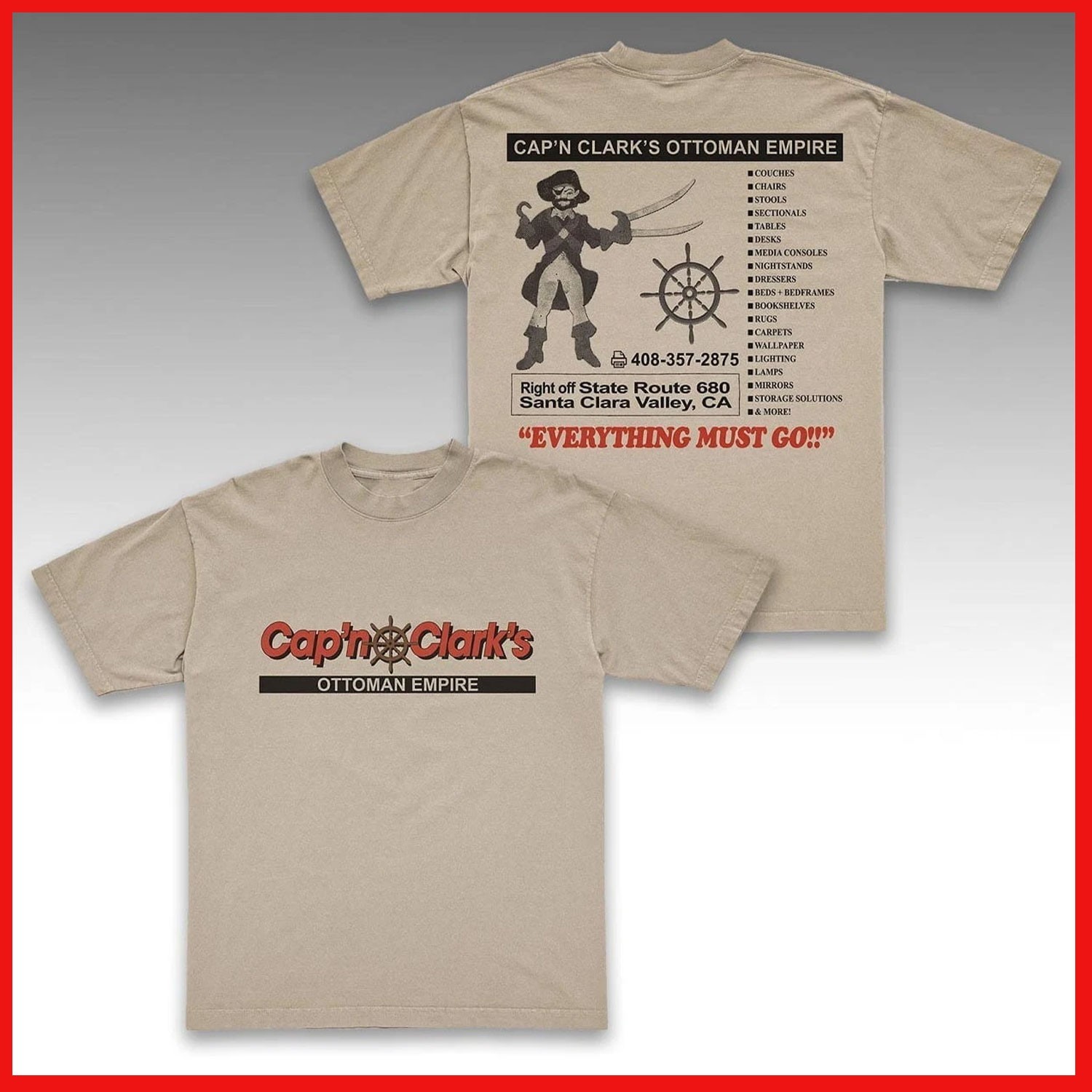 Cap’n clark’s ottoman empire 2sides tshirt, 2 sides vintage tshirt reprint
