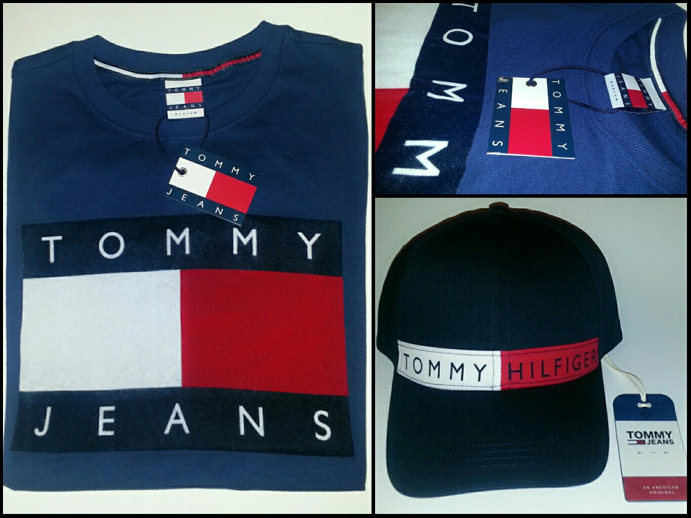 RARE Tommy Hilfiger 90s Swag NWT TH Flag SHIRT + Spell Out Logo HAT Gift LIMITED