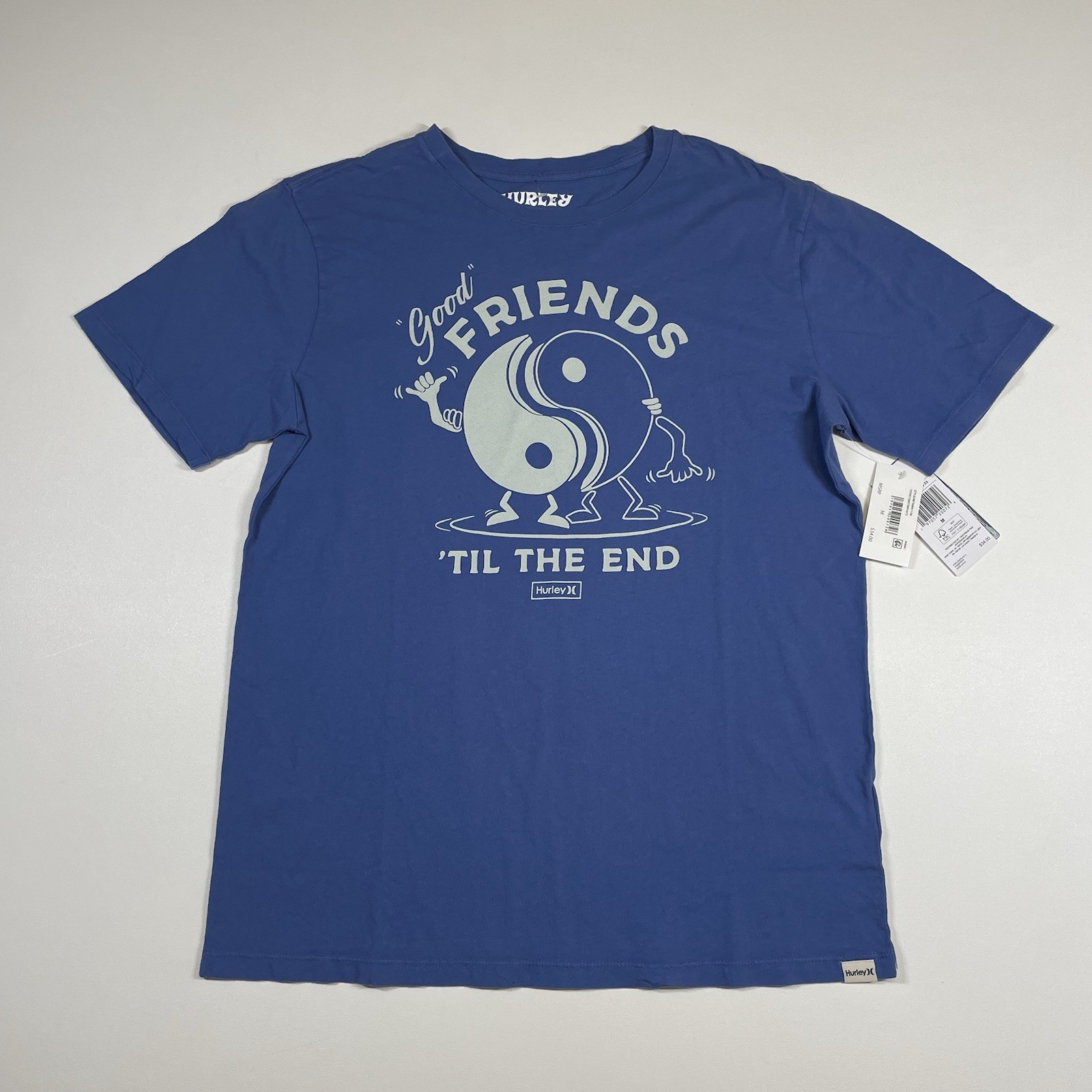 Hurley Shirt Men’s Medium Blue Short Sleeve Good Friends ‘Til The End Tee NEW gallery
