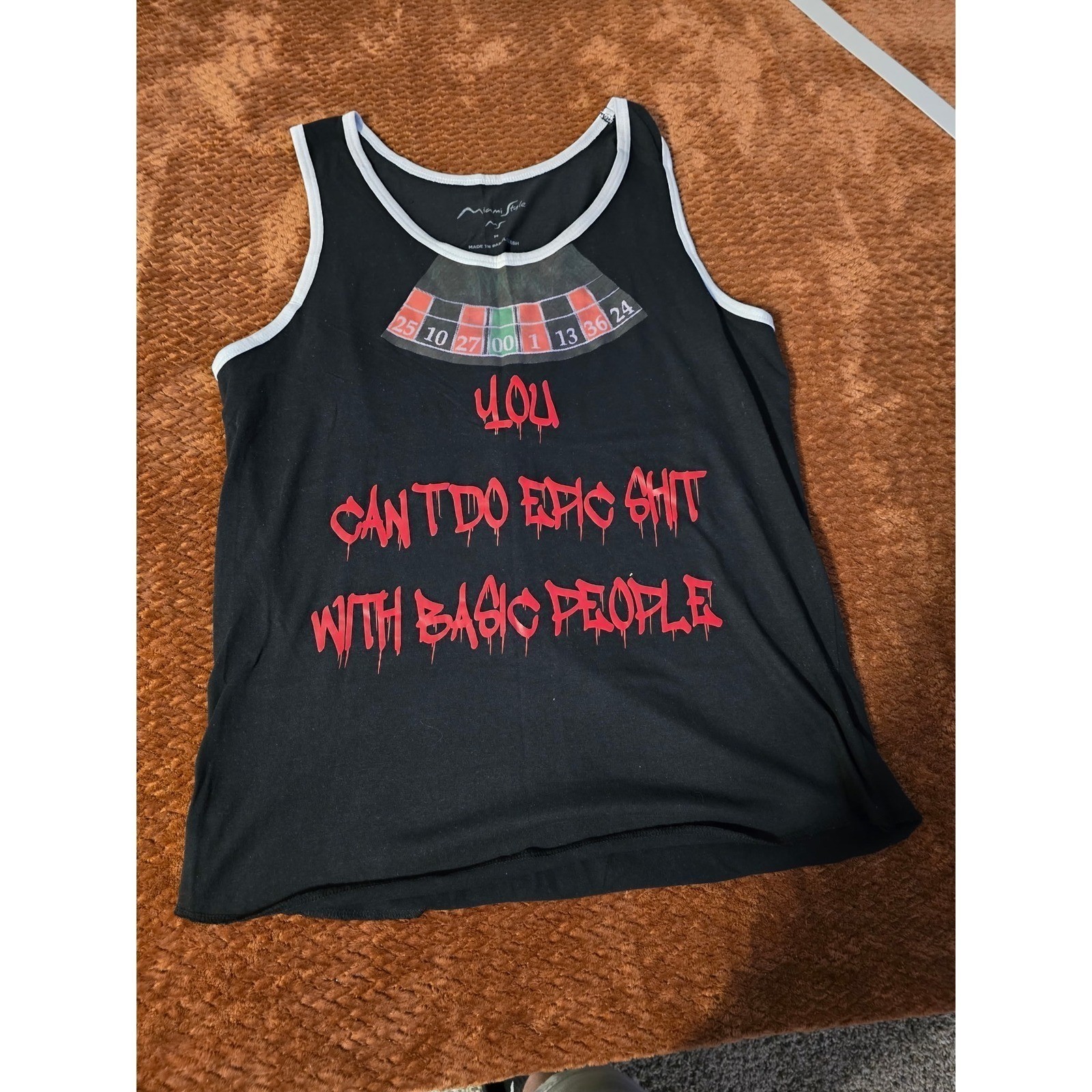 Miami Style Epic Roulette Fashion Mens Medium Black White Graphic Tank gallery