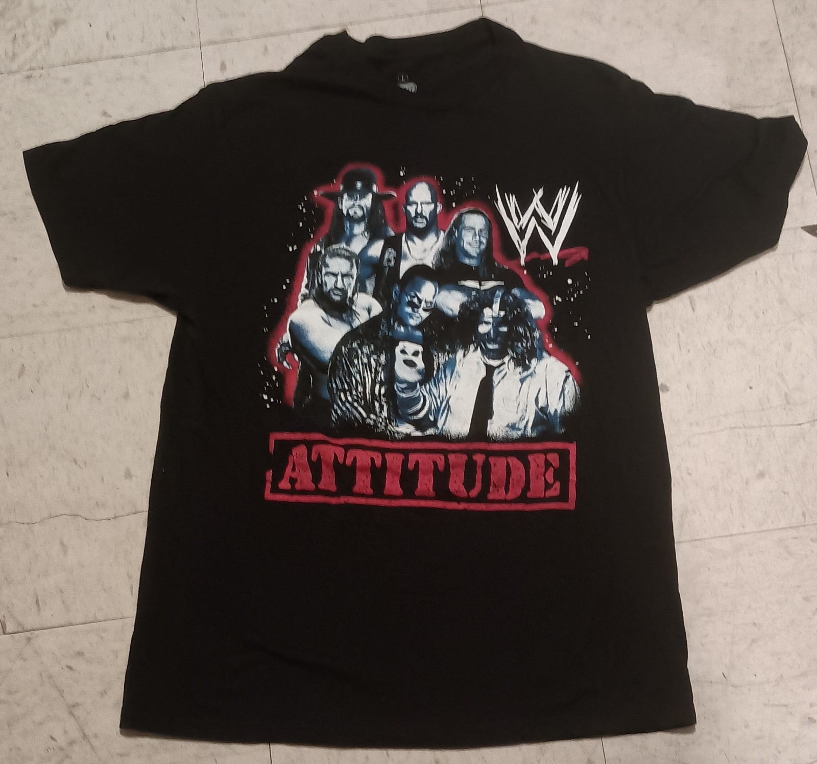 WWF Attitude Era "Come Get Some" WCW WWE Invasion WWF Logo T-shirt Sz L gallery